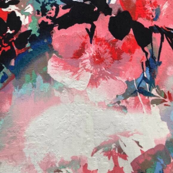 Neiman Marcus NWT Floral Dress Jacquard Cold-Shoulder Pink Multi-color Hi-low - Picture 5 of 7